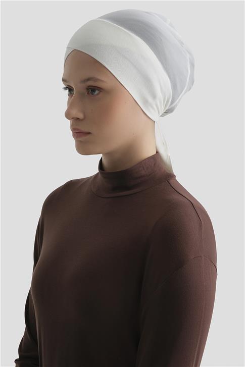 Armine Tüllü Çapraz Bone Ekru