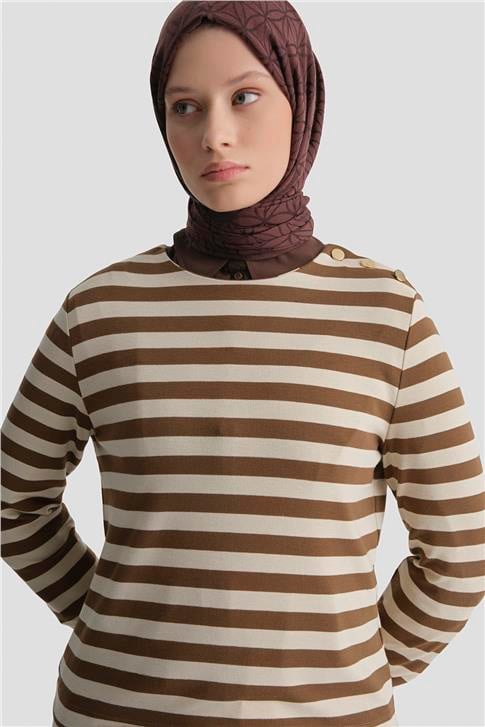 Çizgili Basic Badi Beyaz