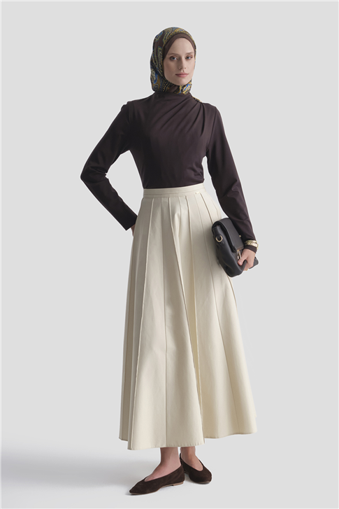 Aksesuarlı Drape Badi Acı Kahve 