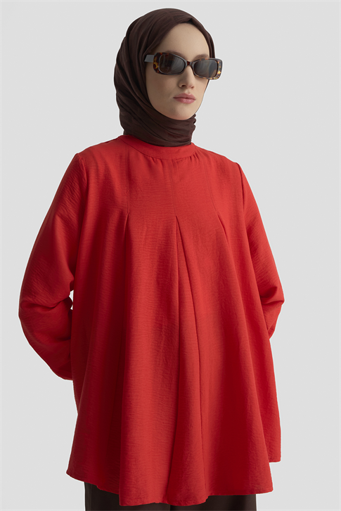 Pile Detaylı Bluz Kiremit