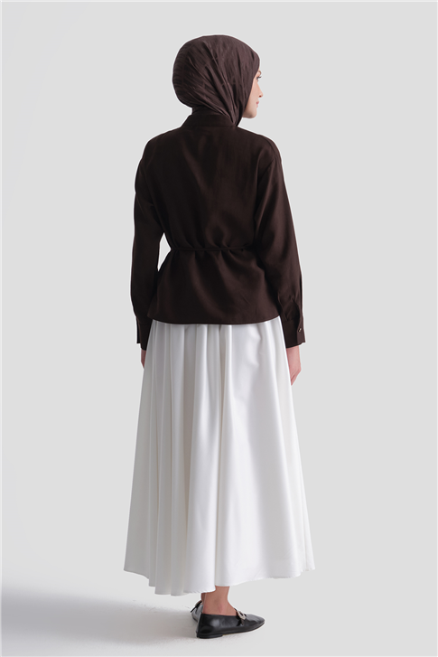 Beli Bağlamalı Bluz Kahverengi 
