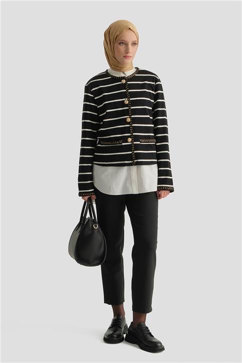 Çizgili Ceket Siyah