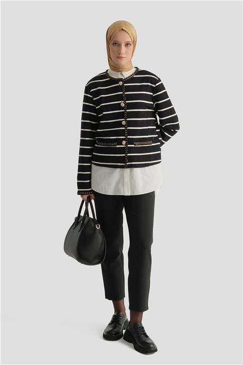 Çizgili Ceket Siyah