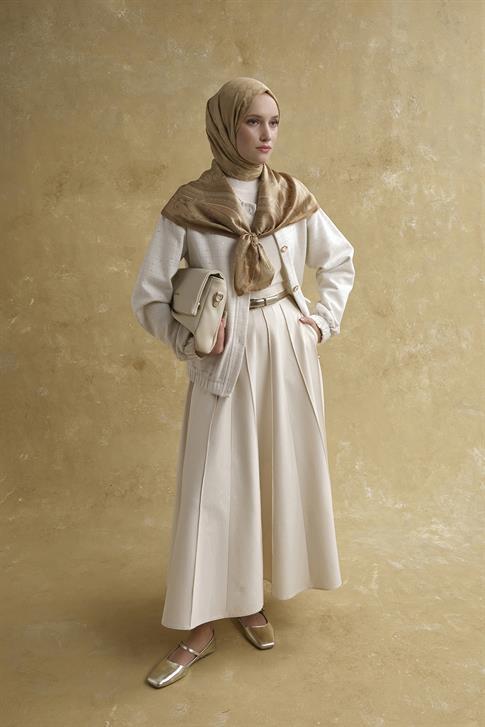 Sim Detaylı Bomber Ceket Beyaz