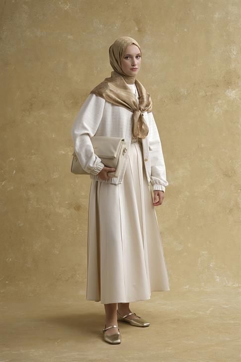 Sim Detaylı Bomber Ceket Beyaz