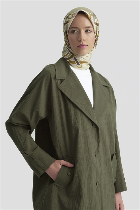 Pamuk Karışımlı Blazer Ceket Haki