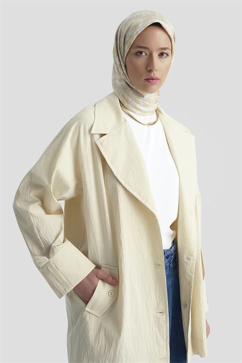 Pamuk Karışımlı Blazer Ceket Kum