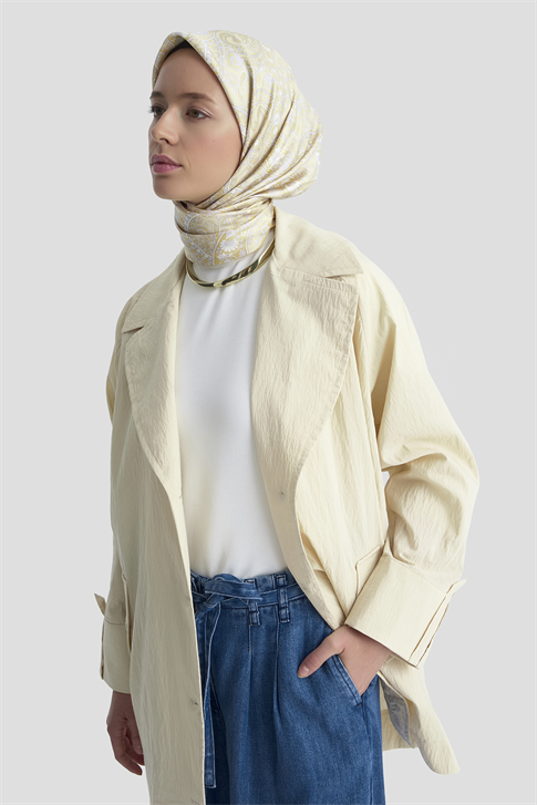 Pamuk Karışımlı Blazer Ceket Kum