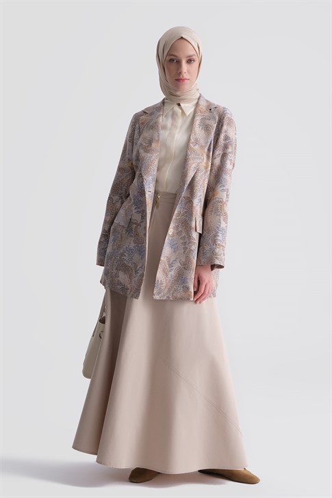 Desenli Blazer Ceket BEJ
