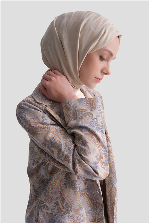 Desenli Blazer Ceket Bej