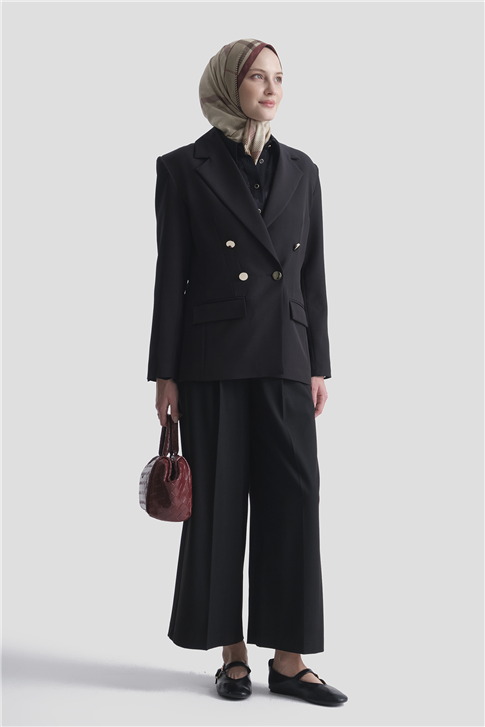 Asimetrik Kesim Blazer Ceket Siyah 
