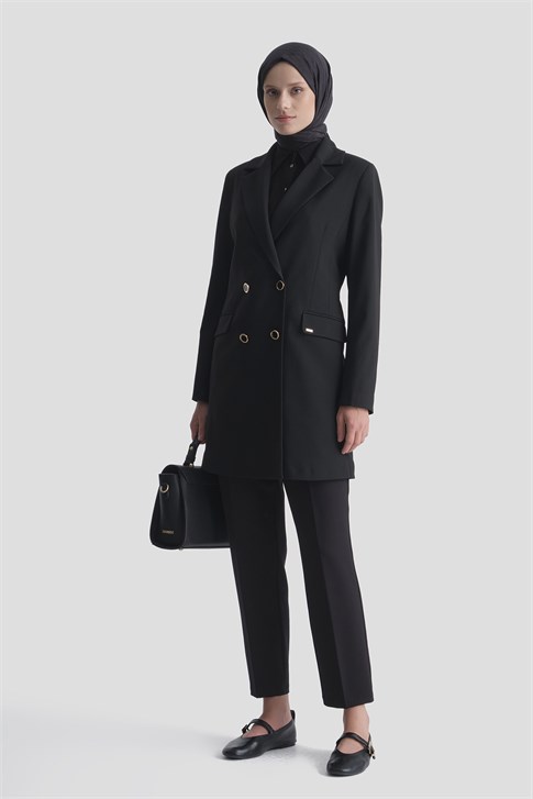 Uzun Boy Blazer Ceket Siyah 
