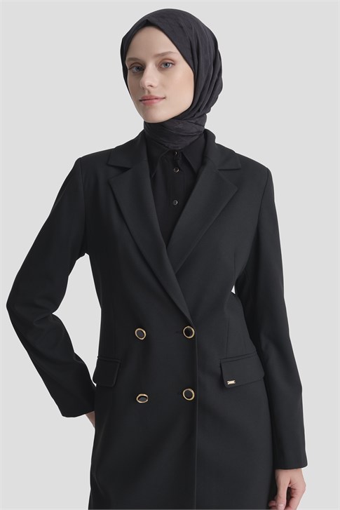 Uzun Boy Blazer Ceket Siyah 