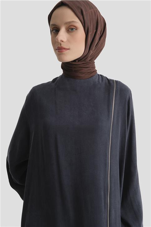 Desen Mixli Kupra Elbise İndigo