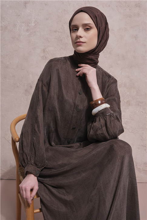 Oversize Kupra Elbise Kakao