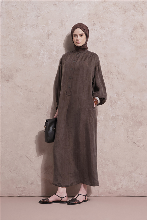 Oversize Kupra Elbise Kakao