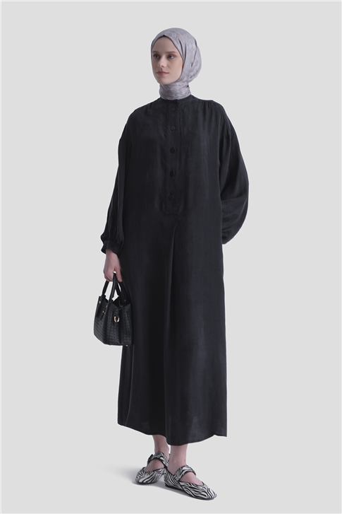 Oversize Kupra Elbise Siyah