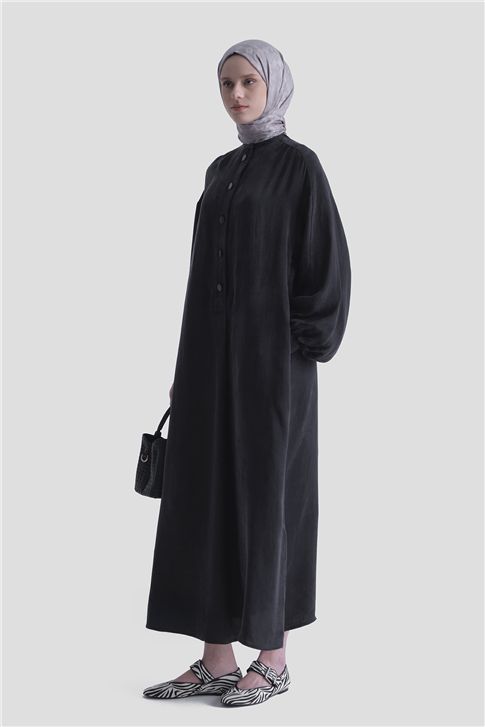 Oversize Kupra Elbise Siyah