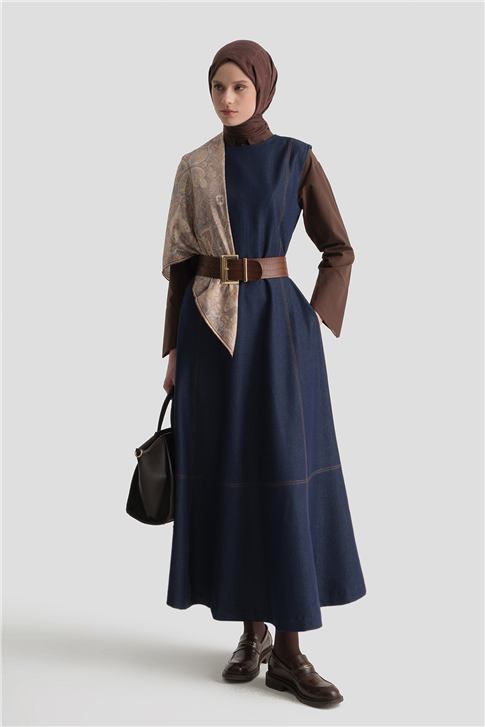 Dikiş Detaylı Denim Jile İndigo