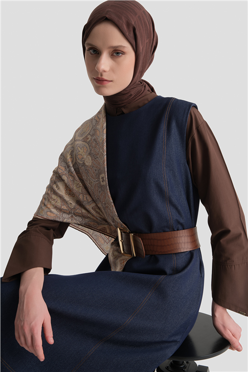 Dikiş Detaylı Denim Jile İndigo