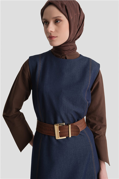 Dikiş Detaylı Denim Jile İndigo