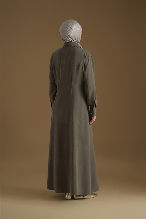Bağlama Detaylı Elbise Haki