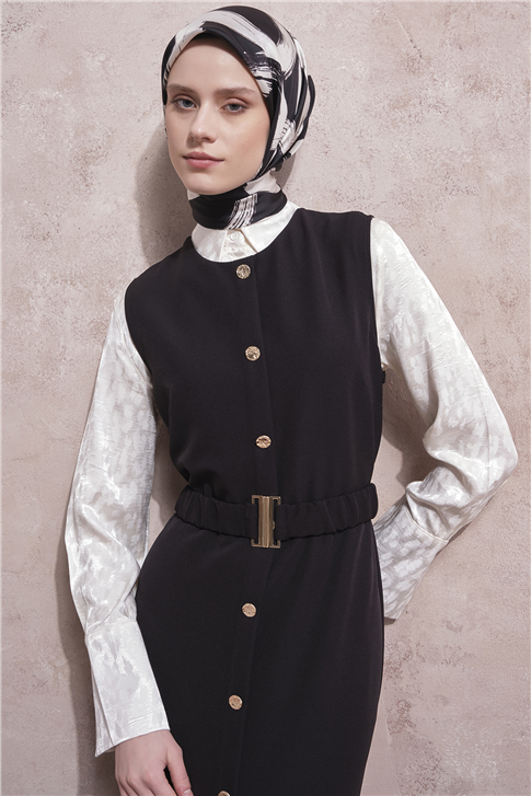 Kemerli Jile Elbise Siyah