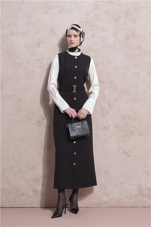 Kemerli Jile Elbise Siyah