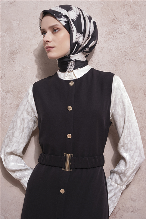 Kemerli Jile Elbise Siyah