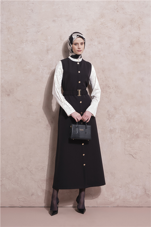 Kemerli Jile Elbise Siyah