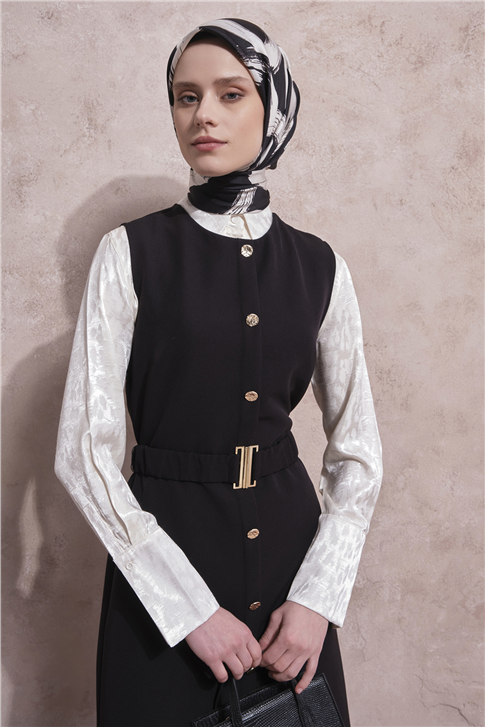 Kemerli Jile Elbise Siyah