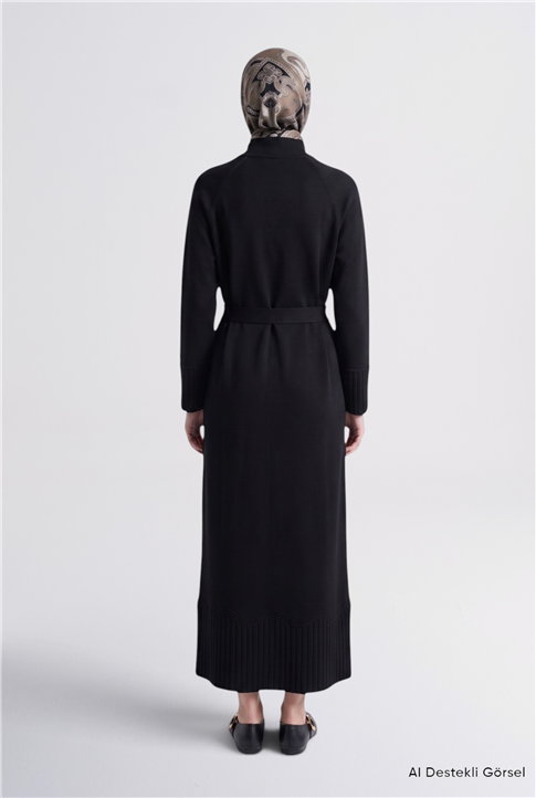 Basic Triko Elbise Siyah 