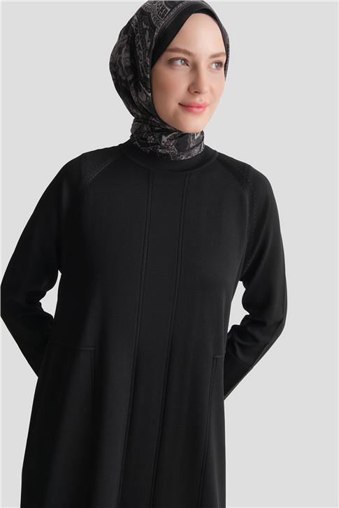 Basic Triko Elbise Siyah