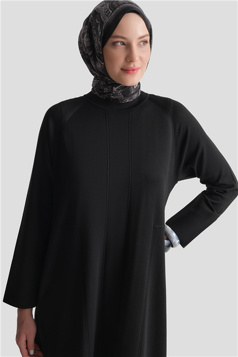 Basic Triko Elbise Siyah