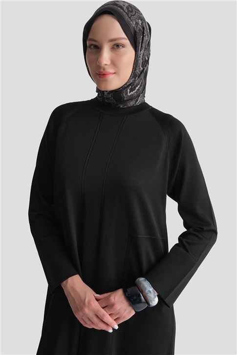 Basic Triko Elbise Siyah