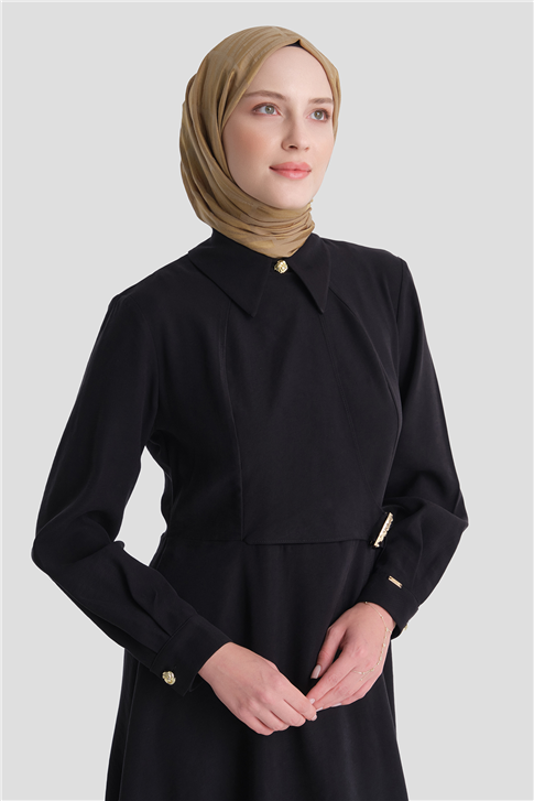 Aksesuarlı Elbise Siyah 