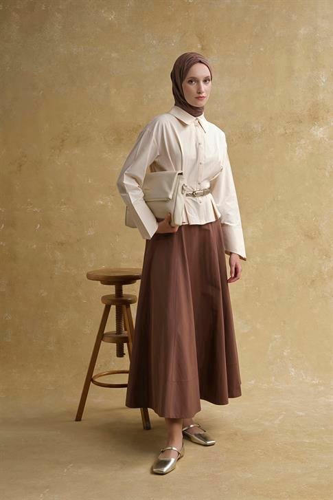 Korsajlı Etek Camel