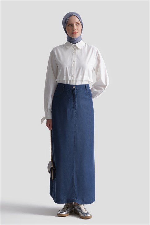 Tencel Kalem Etek İndigo