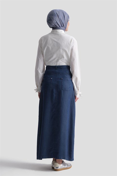 Tencel Kalem Etek İndigo
