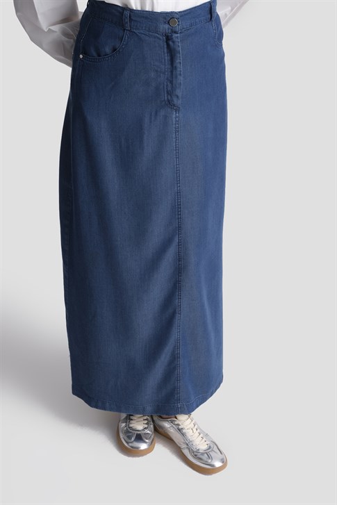 Tencel Kalem Etek İndigo
