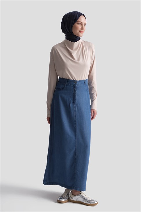 Tencel Kalem Etek Mavi