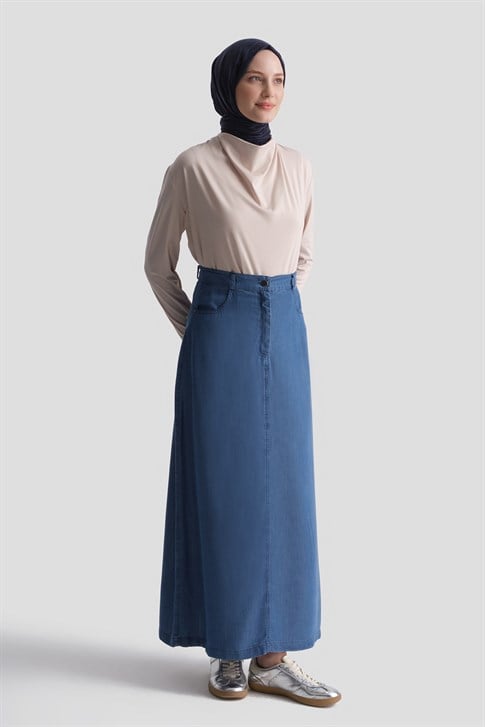 Tencel Kalem Etek Mavi