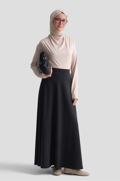 Modal Kloş Etek Siyah