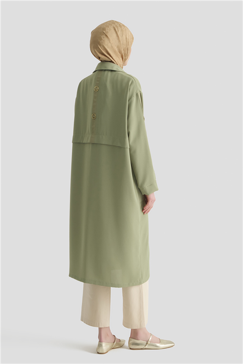 Armine Fermuarlı Ferace Haki