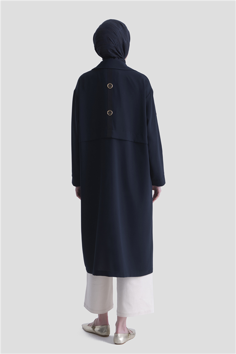 Armine Fermuarlı Kap Lacivert