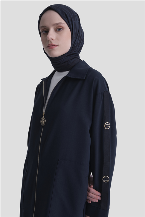 Armine Fermuarlı Kap Lacivert