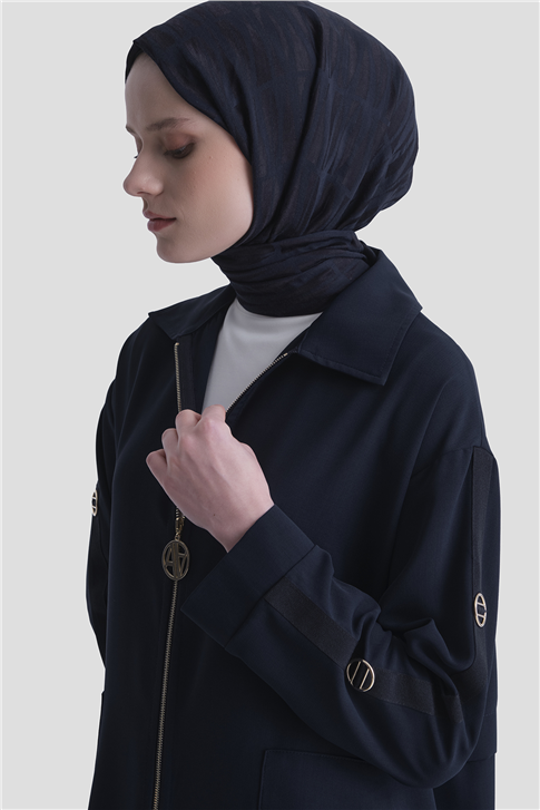 Armine Fermuarlı Kap Lacivert