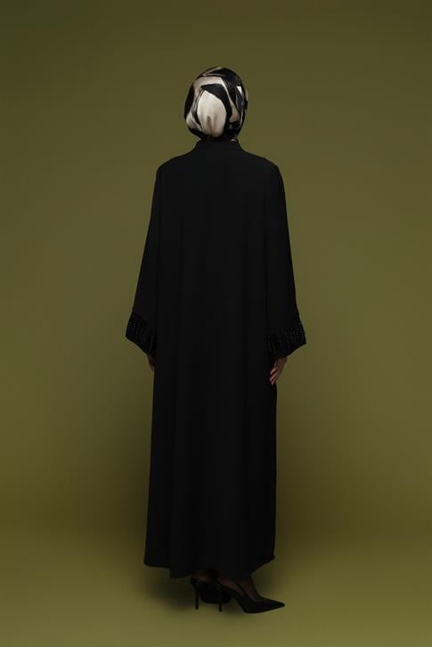 Taş işlemeli Ferace Siyah