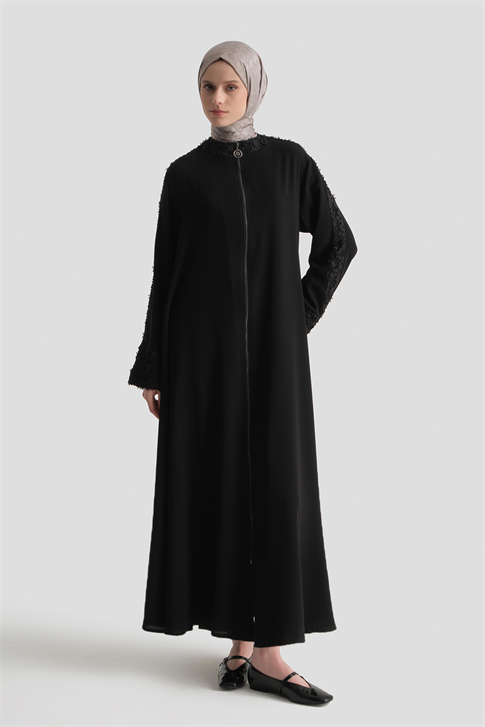 İşlemeli Ferace Siyah