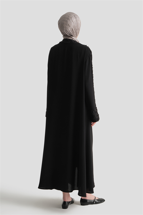 İşlemeli Ferace Siyah